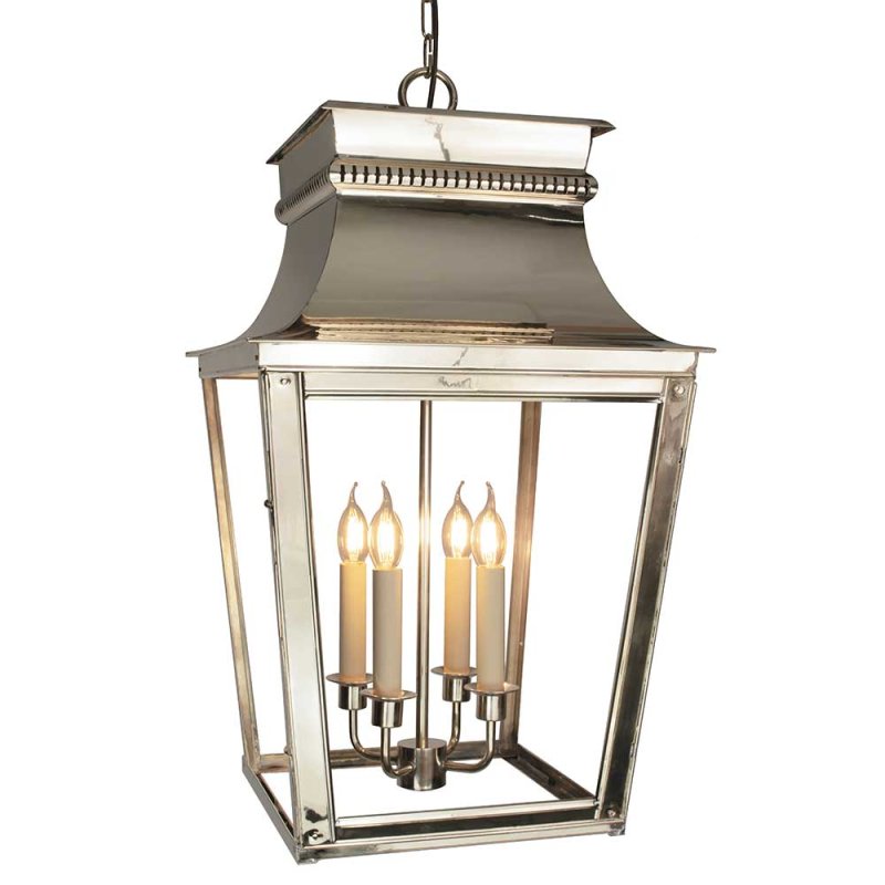 512AAN Parisienne Extra Large Hanging Lantern In Nickel - H: 750mm