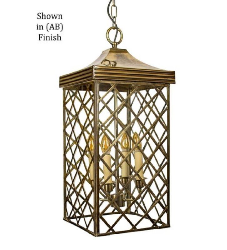 533AAB Ivy Large Hanging Lantern In Antique Brass - H:700mm