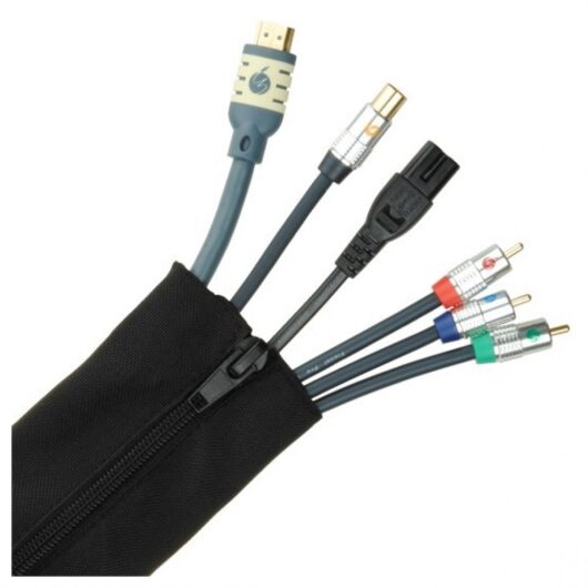 Fisual Zip Cable Tidy Wrap 50mm Diameter Black 1m