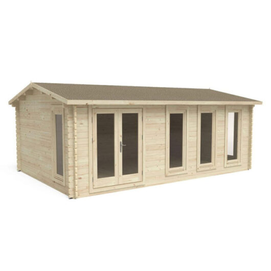 Forest Garden Blakedown 6.0m x 4.0m Log Cabin - Apex Roof, Double Glazed 24kg Polyester Felt, no Underlay (Home Delivery)