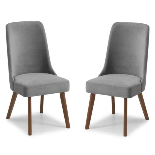 Hidalgo Dusk Grey Fabric Dining Chairs in Pair
